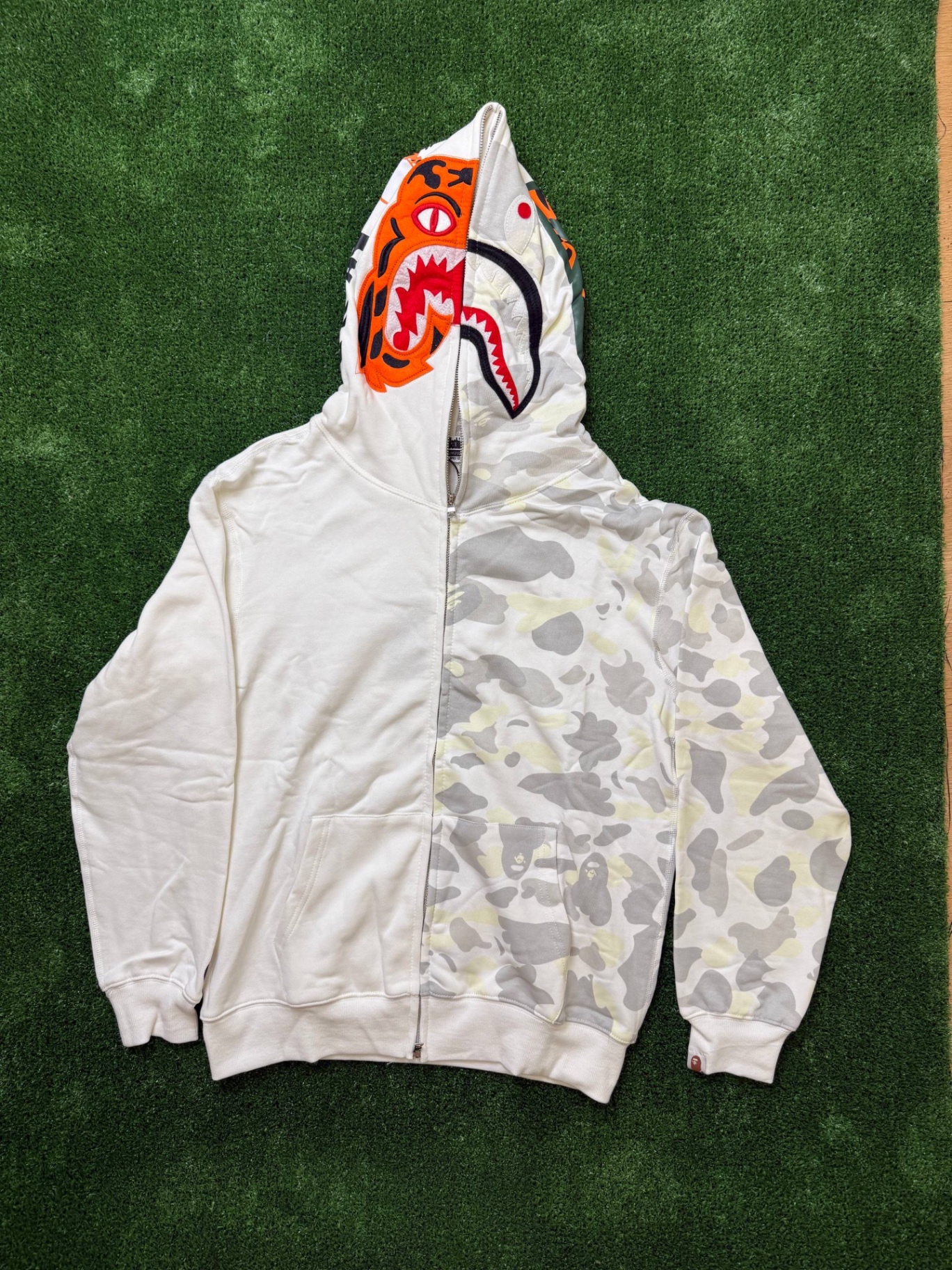 Bape Tiger Shark Hoodie White